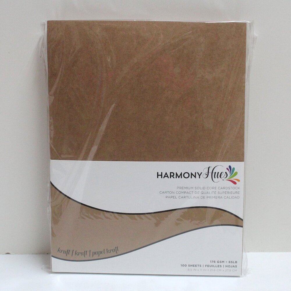 Harmony Hues 65 lb 100 Sheets Kraft 8 1/2 x 11 Premium Solid Core Cardstock